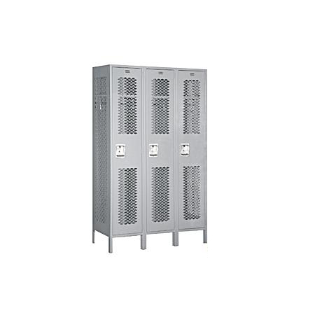 81365GY-A 15 in. D Extra Wide Vented Metal Locker-Single Tier-3 Wide-Gray-Assembled