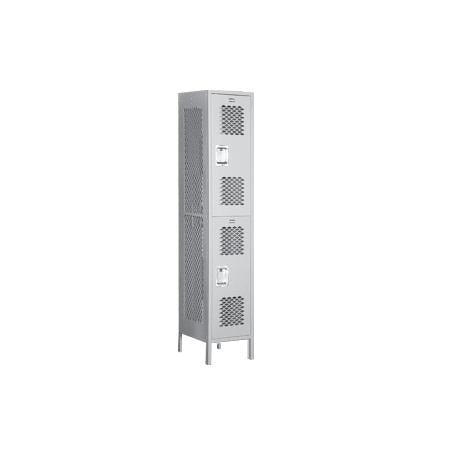 82165GY-A 15 in. D Extra Wide Vented Metal Locker-Double Tier-1 Wide -Gray-Assembled