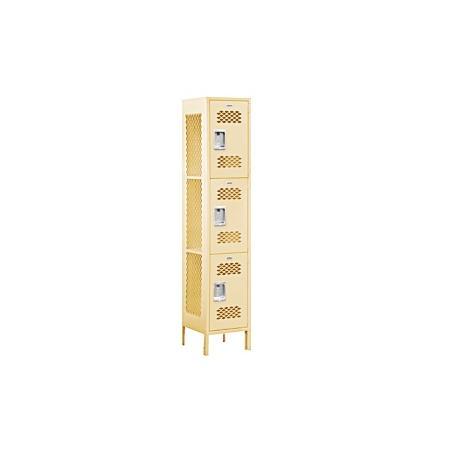 18 in. D Extra Wide Vented Metal Locker - Tan - Assembled