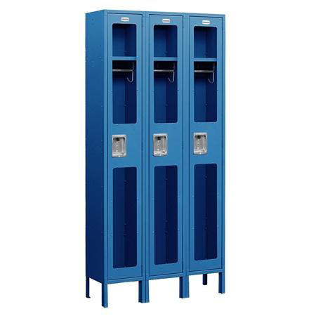 S-61368BL-A 6 ft. H x 18 in. D See-Through Metal Locker - Single Tier - 3 Wide - Assembled - Blue