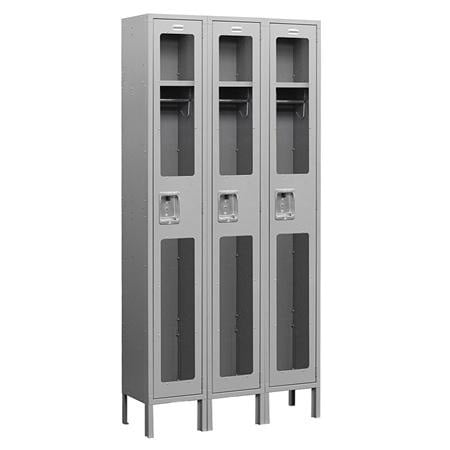 S-61368GY-A 6 ft. H x 18 in. D See-Through Metal Locker - Single Tier - 3 Wide - Assembled - Gray