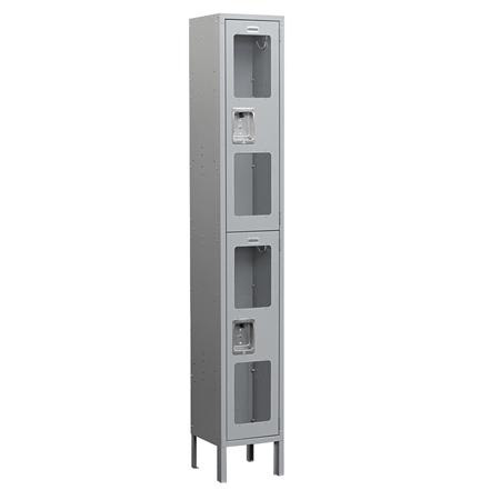 See-Through Metal Locker - Double Tier - 1 Wide - Gray - Unassembled
