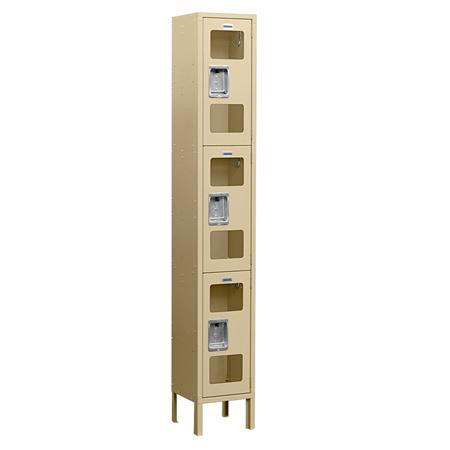 See-Through Metal Locker - Triple Tier - 1 Wide - Assembled - Tan