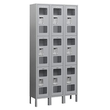 See-Through Metal Locker - Gray - 6 ft. H x 15 in. D - Triple Tier - 3 Wide