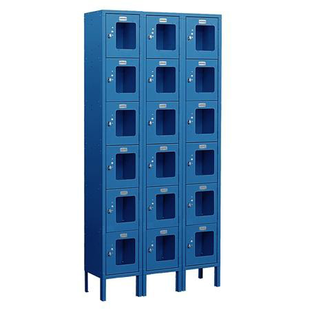 See-Through Metal Locker - Blue - 6 Tier Box Style - 3 Wide