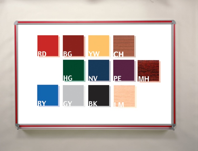 Picture of Ghent DFMRD412 4 ft. x 12 ft. DecoAurora Aluminum Frame Porcelain Markerboard - Red Trim