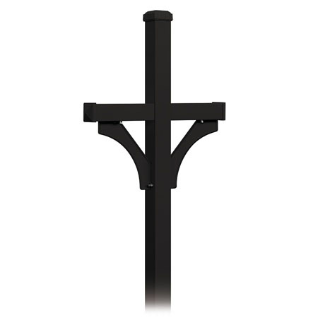 4872BLK Deluxe Mailbox Post 2 Sided for 2 Mailboxes In-Ground Mounted - Black