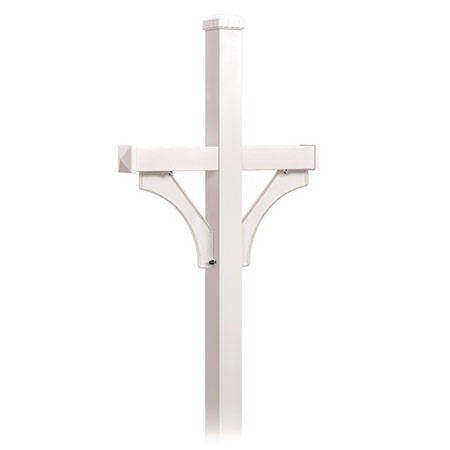 4872WHT Deluxe Mailbox Post 2 Sided for 2 Mailboxes In-Ground Mounted - White