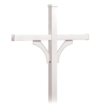4874WHT Deluxe Mailbox Post 2 Sided for 4 Mailboxes In-Ground Mounted - White
