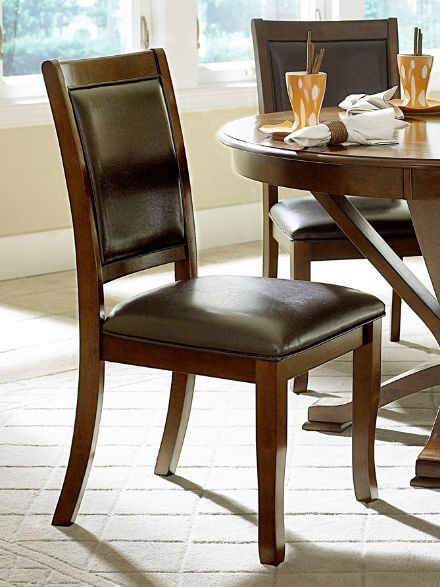 Home Elegance 5327S Helena Side Chair in Dark Brown Leatherette - Pack of 2