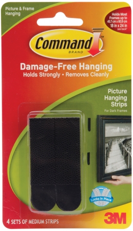 Picture of 3M 152893 Command Medium Picture Hanging Strips-Black 4 Sets-Pkg