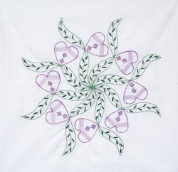 Fairway 319597 Stamped Quilt Blocks 18 in. x 18 in. 6-Pkg-Violet Hearts