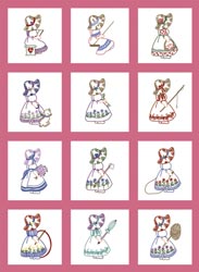 Fairway 319612 Stamped Baby Quilt Blocks 9 in. x 9 in. 12-Pkg-Sunbonnet Girl