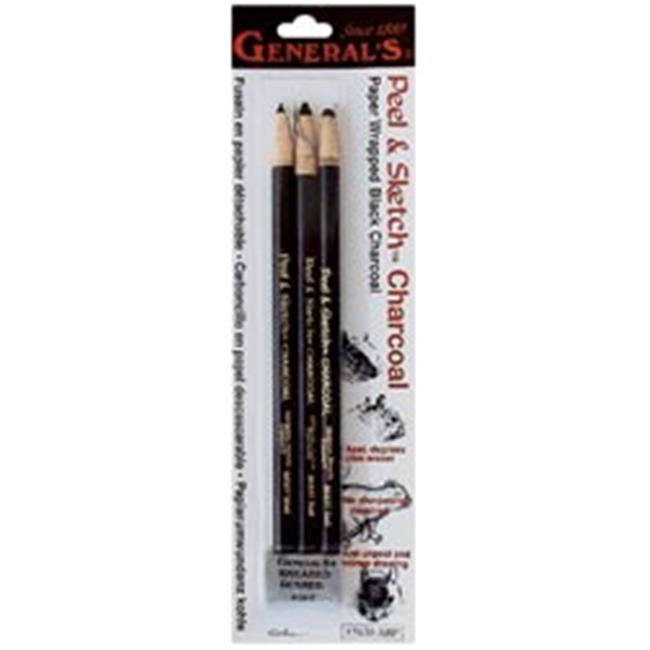 General Pencil 421245 Peel & Sketch Charcoal Pencils 3-Pkg