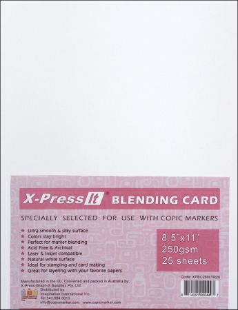 Copic Marker 123171 X-Press Blending Card 8.5 in. x 11 in. 25 Sheets-White