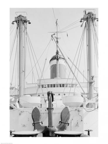 Picture of PVT/Superstock SAL255418423 Anchor on deck  passenger ship in the background -18 x 24- Poster Print
