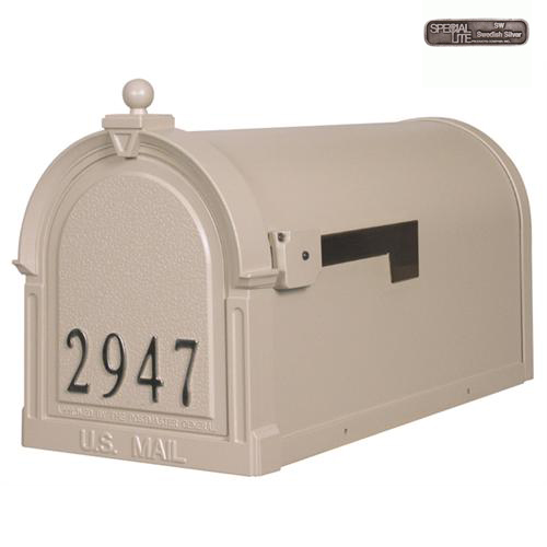 Curbside Mailbox with Front Numbers-Swedish Silver