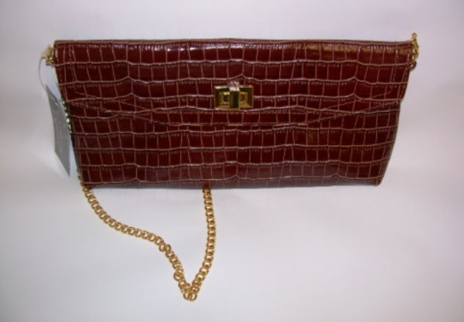 Kimberly Embossed Croc Leather Clutch -  Luxury Luggage, LU3286588