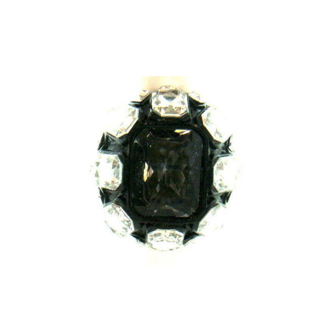 Picture of Zirconmania 622R-0083BK Silvertone Black Crystal Stretch Ring