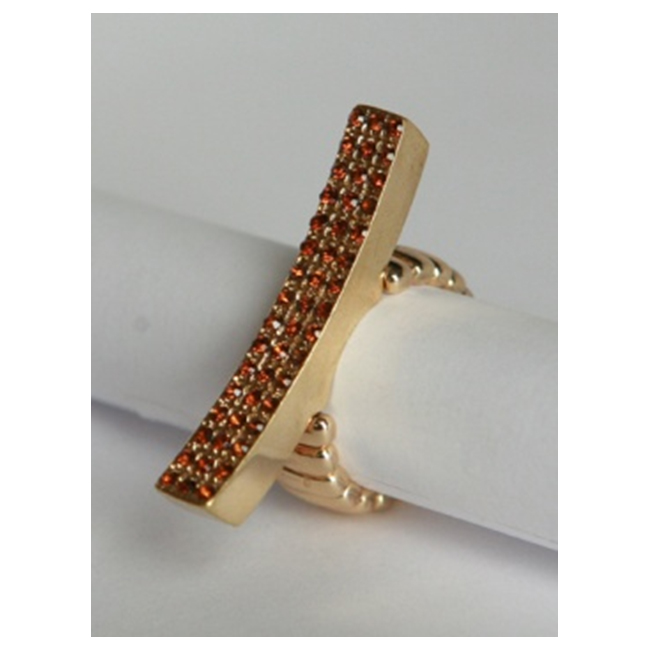 Picture of Zirconmania 610R-15008CH Goldtone Pave Dark Red Crystal Elongated Bar Stretch Ring