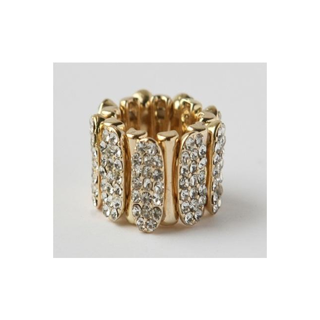 Goldtone Pave Crystal Sectional Stretch Ring