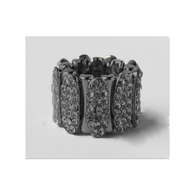 Gunmetal Pave Crystal Sectional Stretch Ring