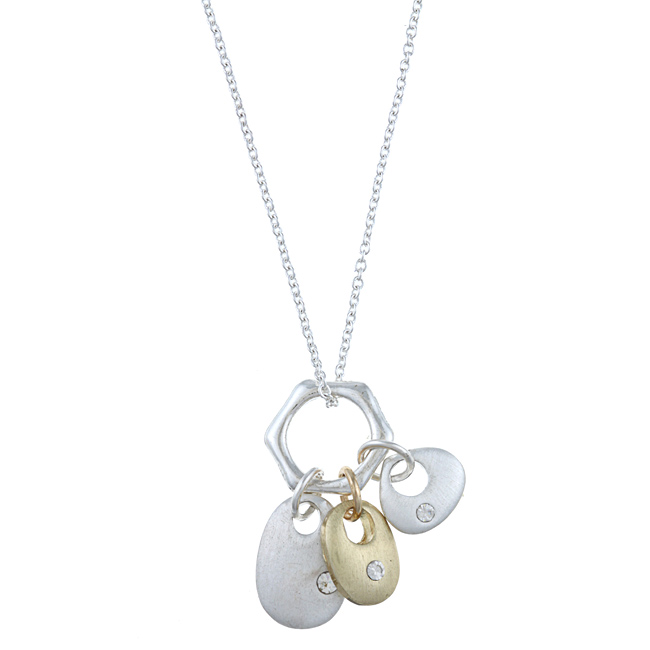 Two Tone Cherish Three Piece Multi-Shapes Whimsical Charm Necklace