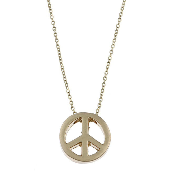 Gold Tone Peace Charm Necklace
