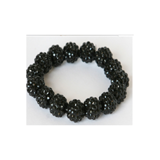 Crystal Fireball Acrylic Stretch Bracelet -Jet Black