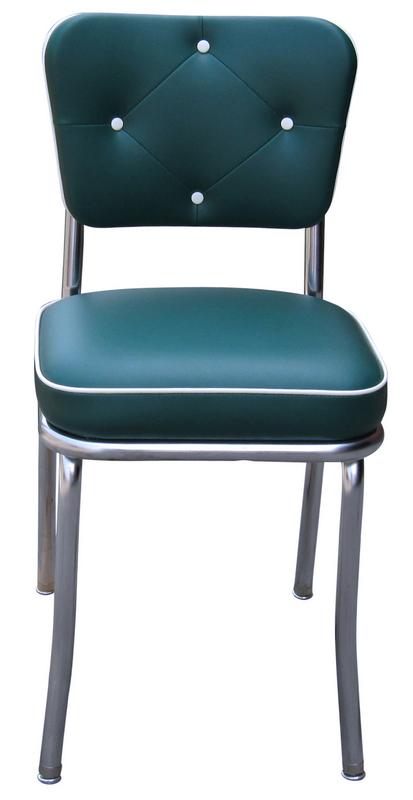 Richardson Seating Corp 4240GRN 4240 Lucy Diner Chair -Green- with 2 in. Box Seat - Chrome