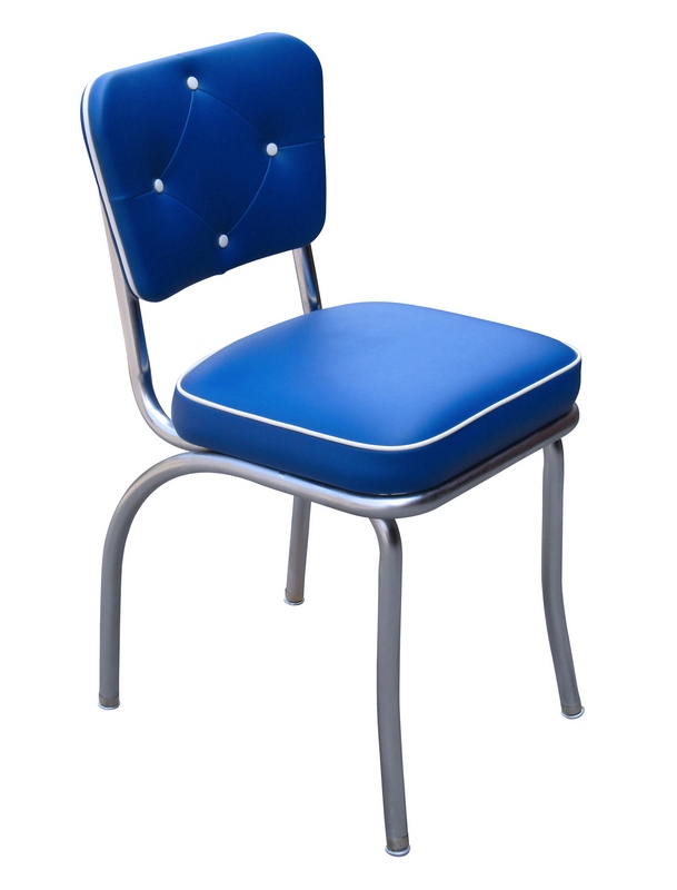 Picture of Richardson Seating Corp 4240RBL 4240 Lucy Diner Chair -Royal Blue- with 2 in. Box Seat  - Chrome