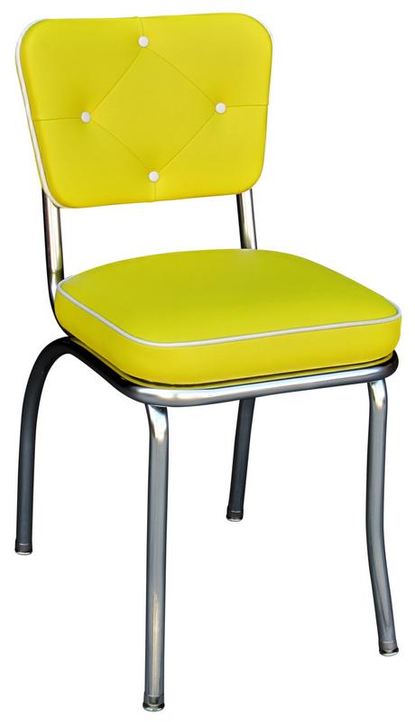 Picture of Richardson Seating Corp 4240YEL 4240 Lucy Diner Chair -Yellow- with 2 in. Box Seat  - Chrome