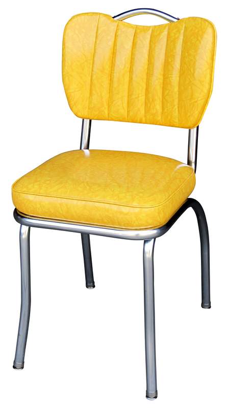 Richardson Seating Corp 4260CIY 4260 Handle Back Diner Chair -Cracked Ice Yellow- with Single Tone Channel Back and 2 in
