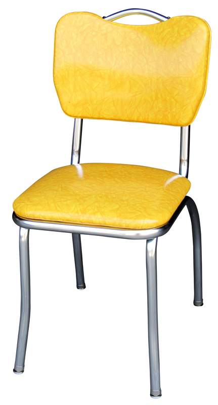 Picture of Richardson Seating Corp 4161CIY 4161 Handle Back Diner Chair -Cracked Ice Yellow- with 1 in. Pulled Seat  - Chrome