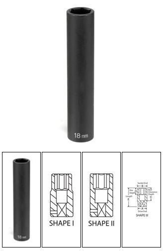 Grey Pneumatic 1/2" Drive x 12mm Extra-Deep Socket (2012XMD)