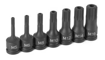 Grey Pneumatic 3/8" Drive Metric Triple Square (Tr) Impact Bit Socket Set (7 Pieces) (1207ST)