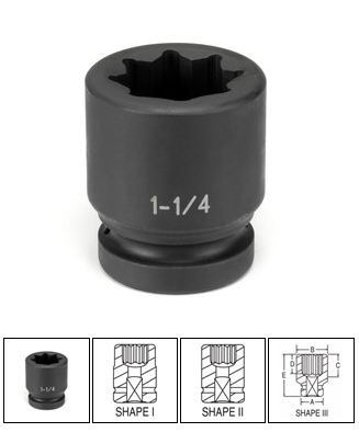 Grey Pneumatic 1-1/8" X 6 Point Short 1" Drive Impact Socket (4536S)