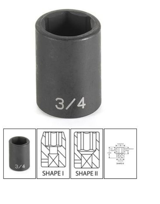 1/2" Drive, 1-15/16" Size, SAE Socket, 6 Points