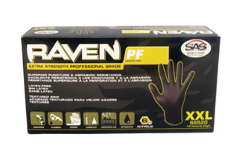 Picture of Sas Safety Corp SS66516 Raven Nitrile Small Powder-free Gloves - Black