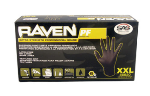 Picture of Sas Safety Corp SS66517 Raven Nitrile Medium Powder-free Gloves - Black