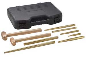Spx-Otc OT4629 9 Piece Master Brass Hammer and Punch Set