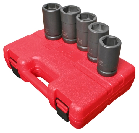 Sunex 5 pc. 1 In. Drive SAE & Metric Combination Budd Wheel Impact Socket Set - 5626