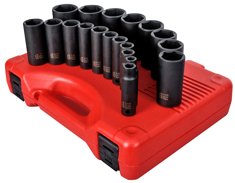 Sunex Tool SU2641 19 Piece .50 in. Drive SAE Deep Impact Socket Set