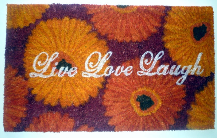 Natural Coir with PVC Backing Live Love Laugh