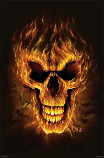 Hot Stuff 1058-24x36-SD Flame Skull Poster