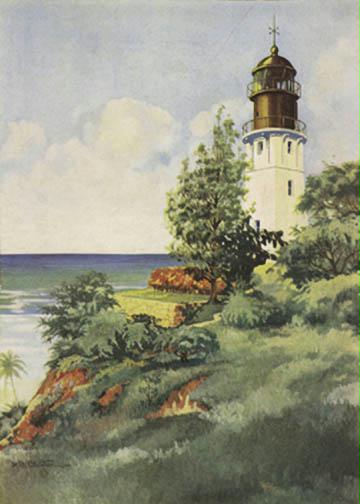 2056-24x36-LI Lighthouse At Diamond Head Poster