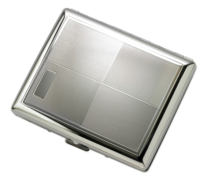 Aeropen International S-17S Double Sided Silver Cigarette Case with 4 Squares Design