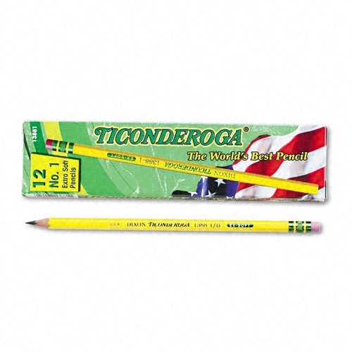 Picture of Dixon DIX13881 Dixon Ticonderoga Woodcase Pencil  B no.1  Yellow Barrel  Dozen  DZ - DIX13881