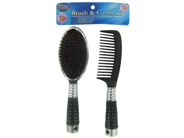 Picture of DDI 208164 Hair Brush & Comb set - Black  Red  Silver Case of 24