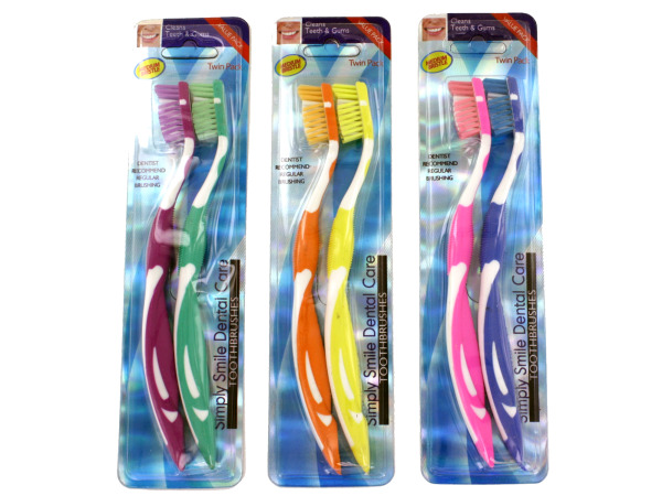 Picture of Bulk Buys GM706-48 Double Pack 7-1/2&quot; Long Plastic/Nylon Toothbrush - Pack of 48